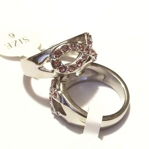 New cancer ring with pink CZs size‎ 5